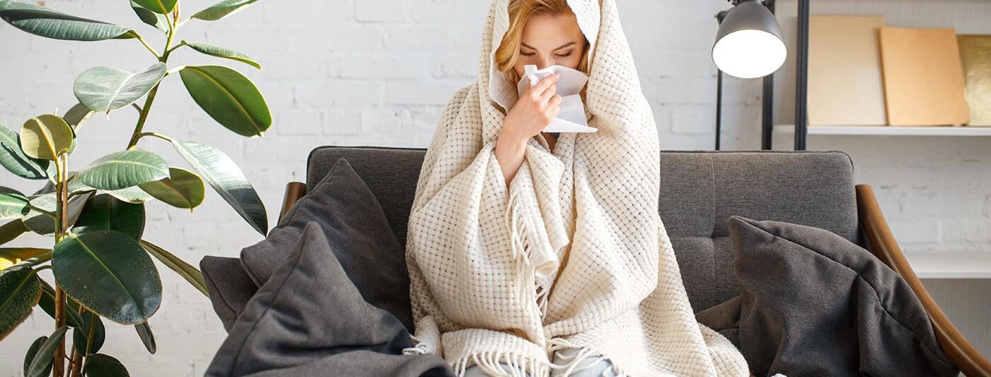 Woman with seasonal flu